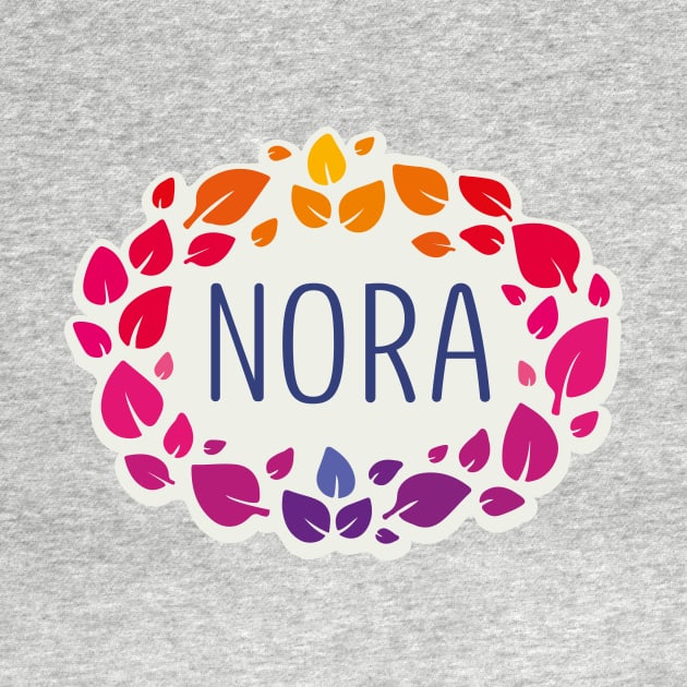 Nora name with colorful leaves by WildMeART